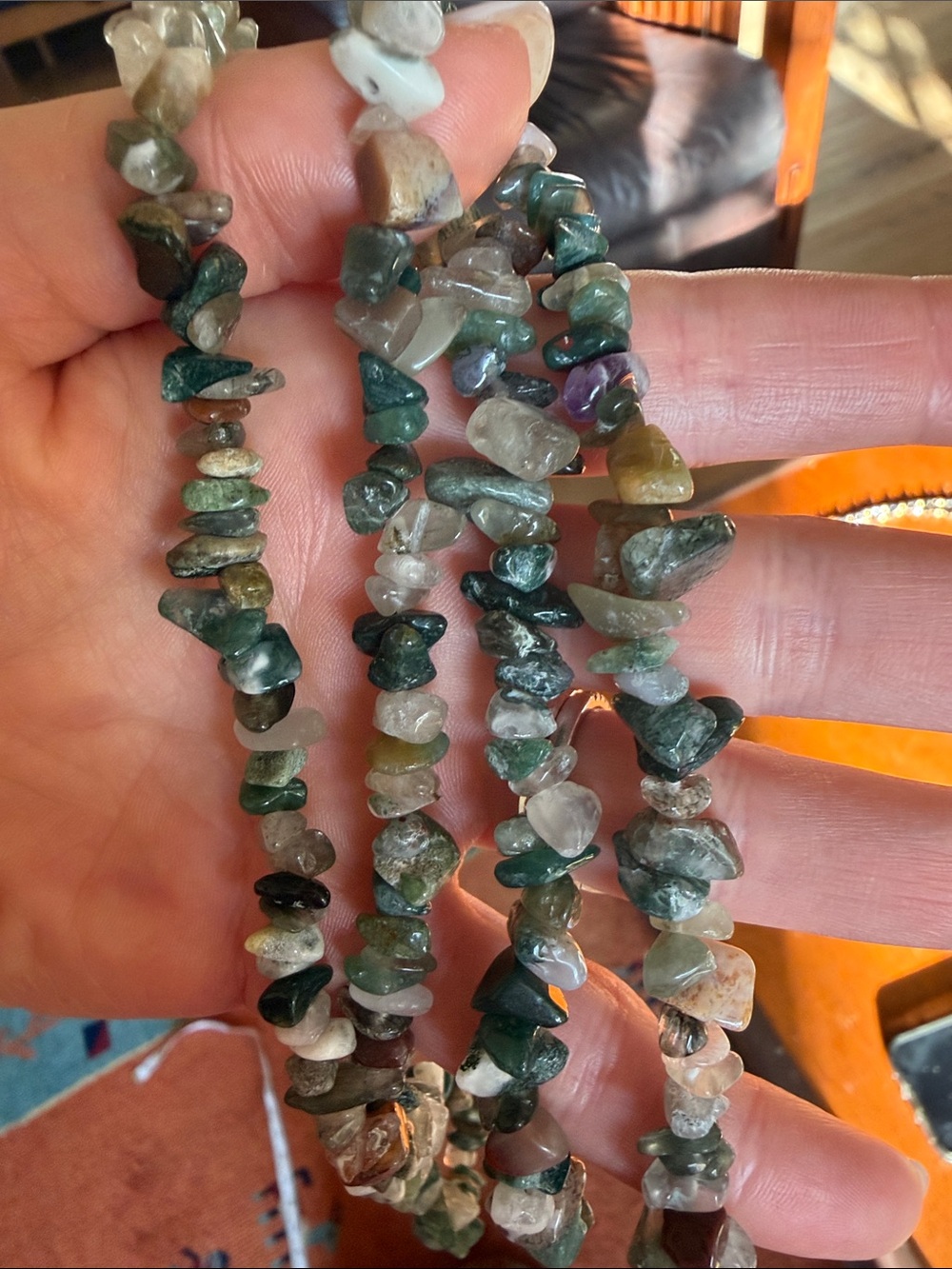 Multicolor Moss Agate Chip Bead Necklace